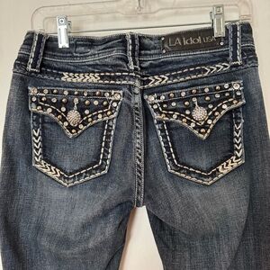 L.A. idol Women's Dark Blue Studded Boot Cut Jeans